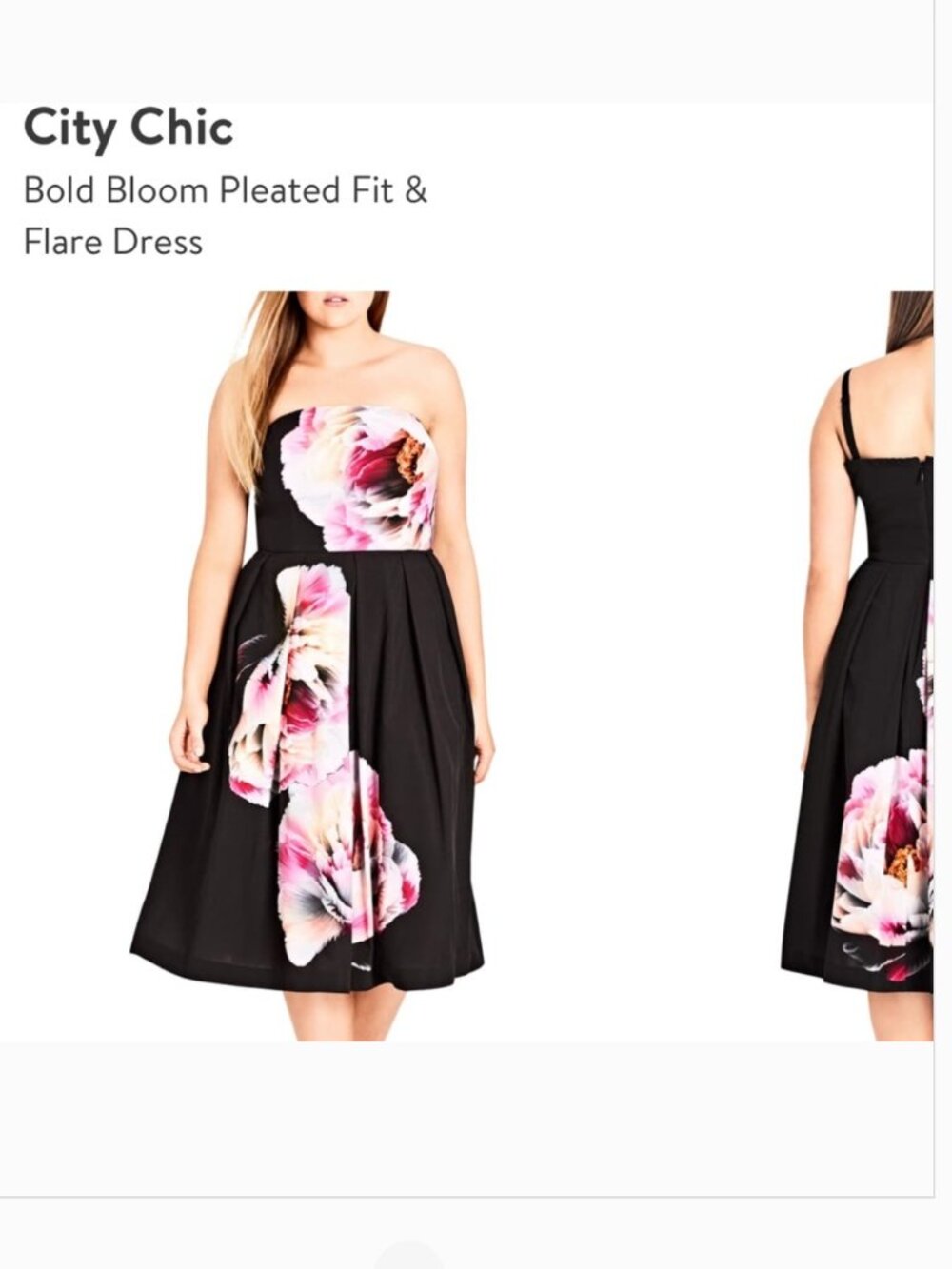 City Chic Bold Bloom Strapless Floral Midi Dress Size 18 M